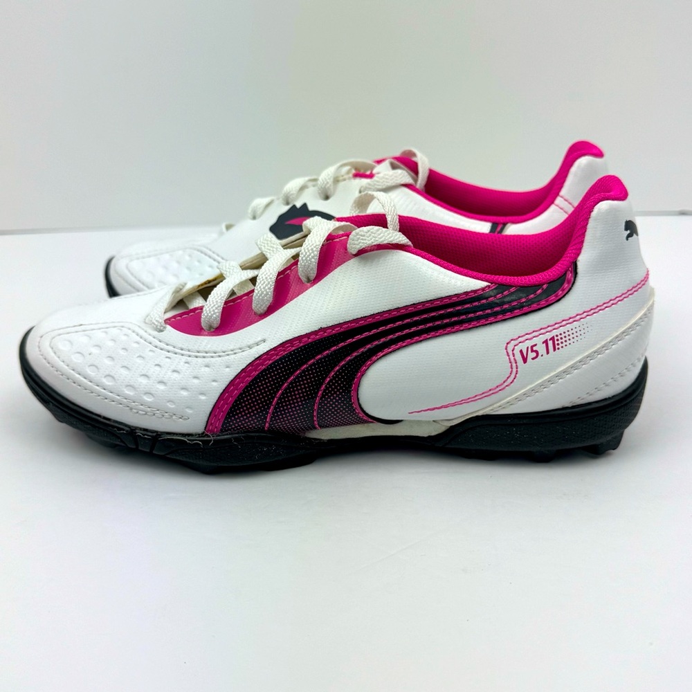 Puma VS.11 Cleats. Youth Size 3. White/ Pink /Black. - Picture 2 of 9